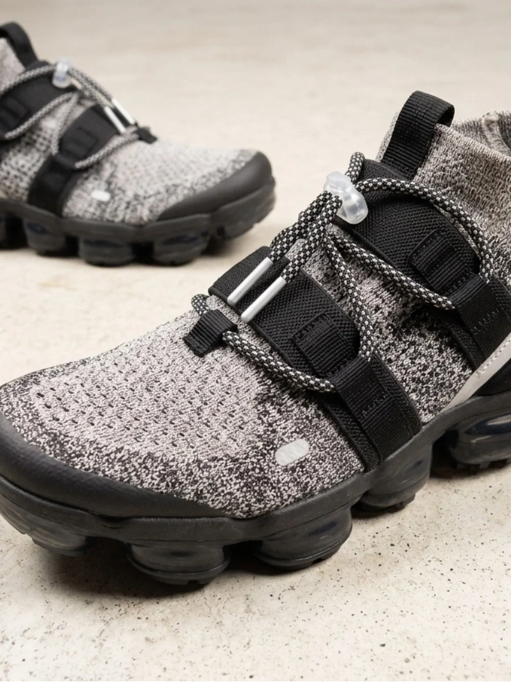 Kids Black and Gray Knit Athletic Sneakers